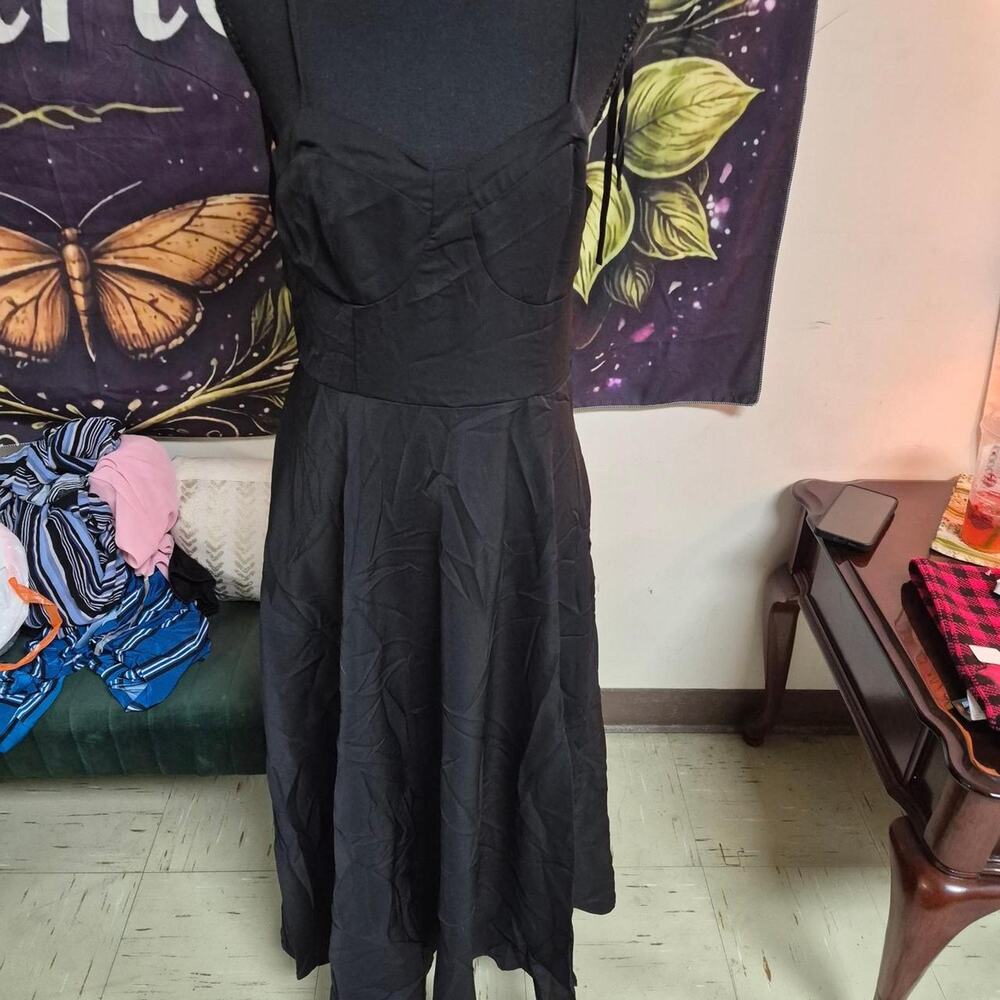 Black midi dress with a